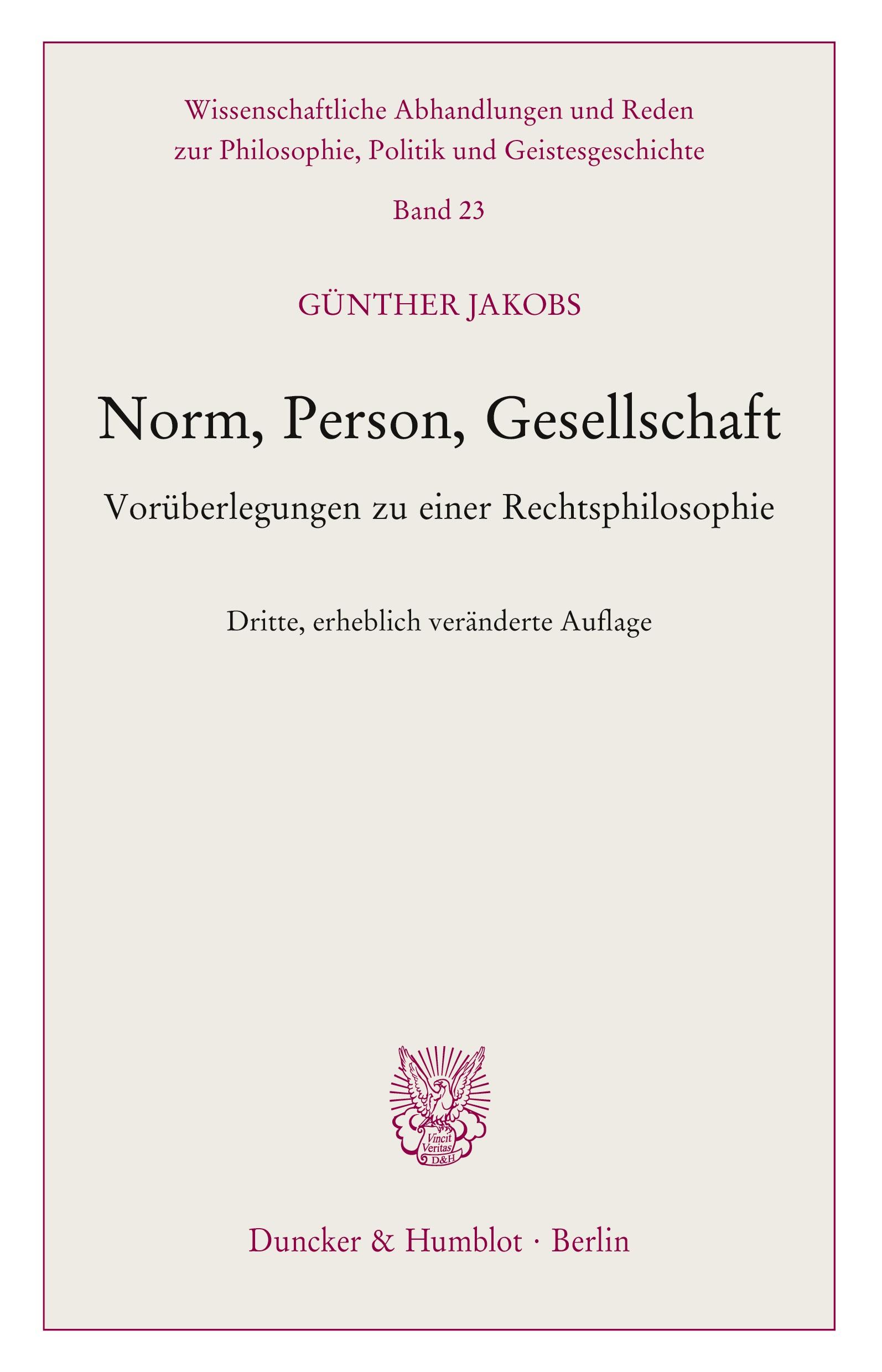 Vorderes Coverbild Norm, Person, Gesellschaft.