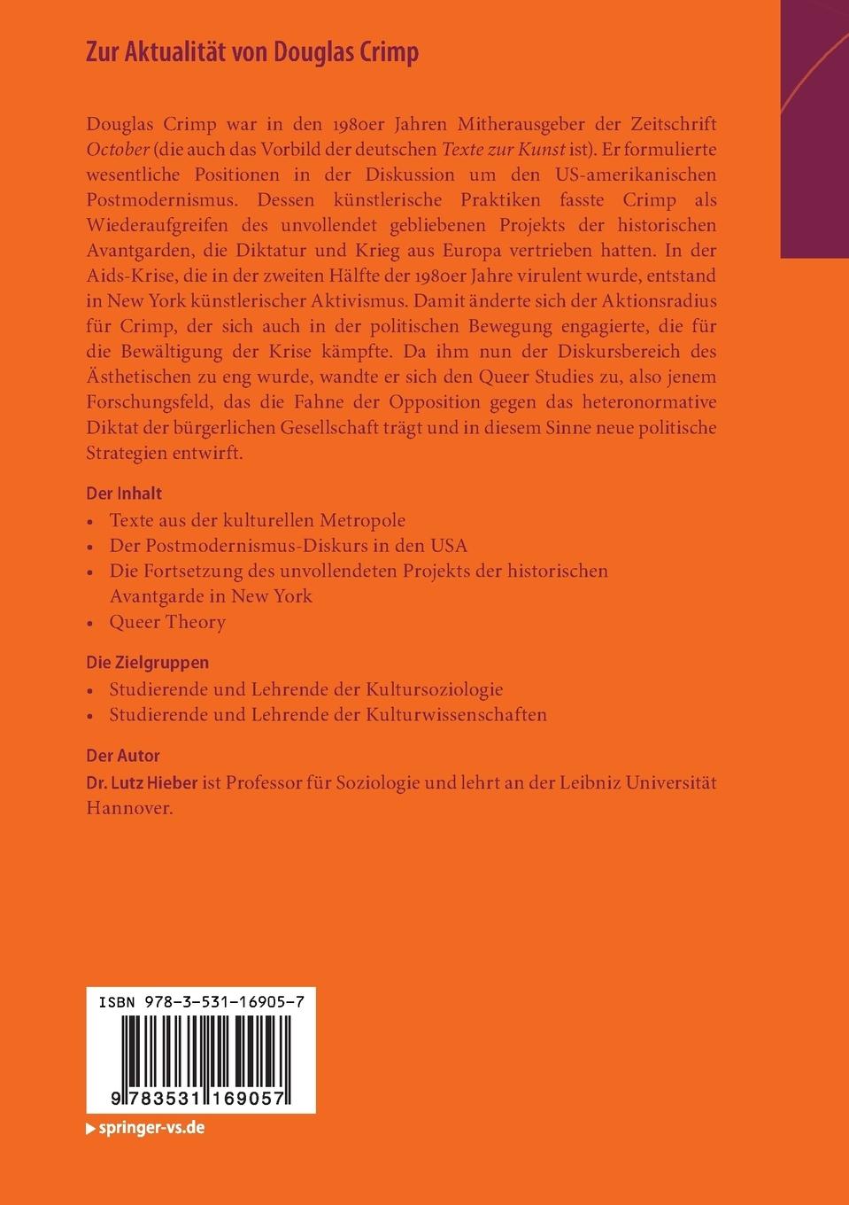 Rückseitencover Zur Aktualität von Douglas Crimp