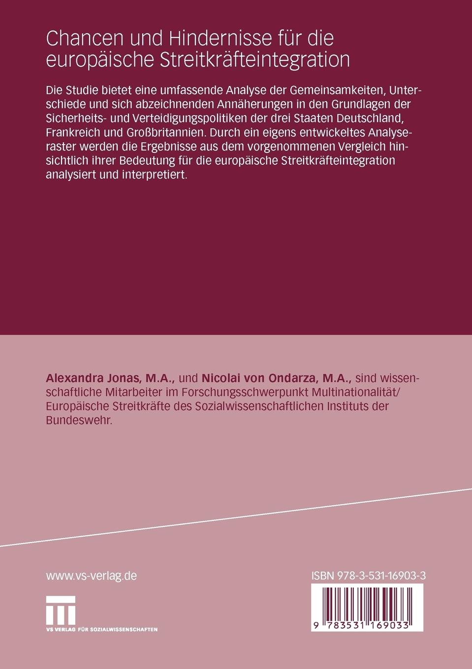 Rückseitencover Chancen und Hindernisse für die europäische Streitkräfteintegration