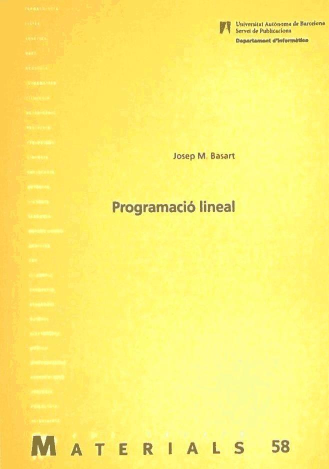 Vorderes Coverbild Programació lineal