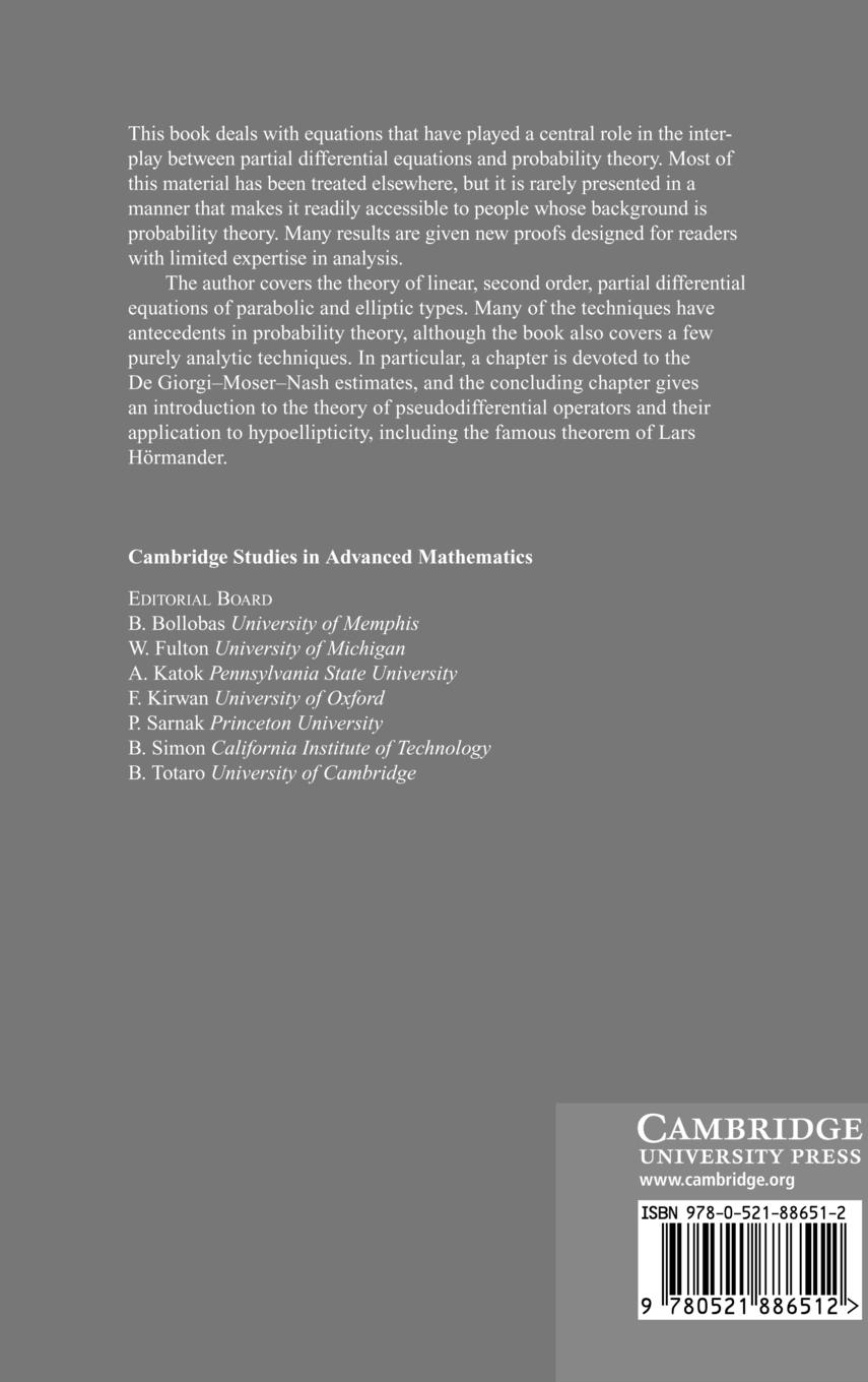 Rückseitencover Partial Differential Equations for Probabilists