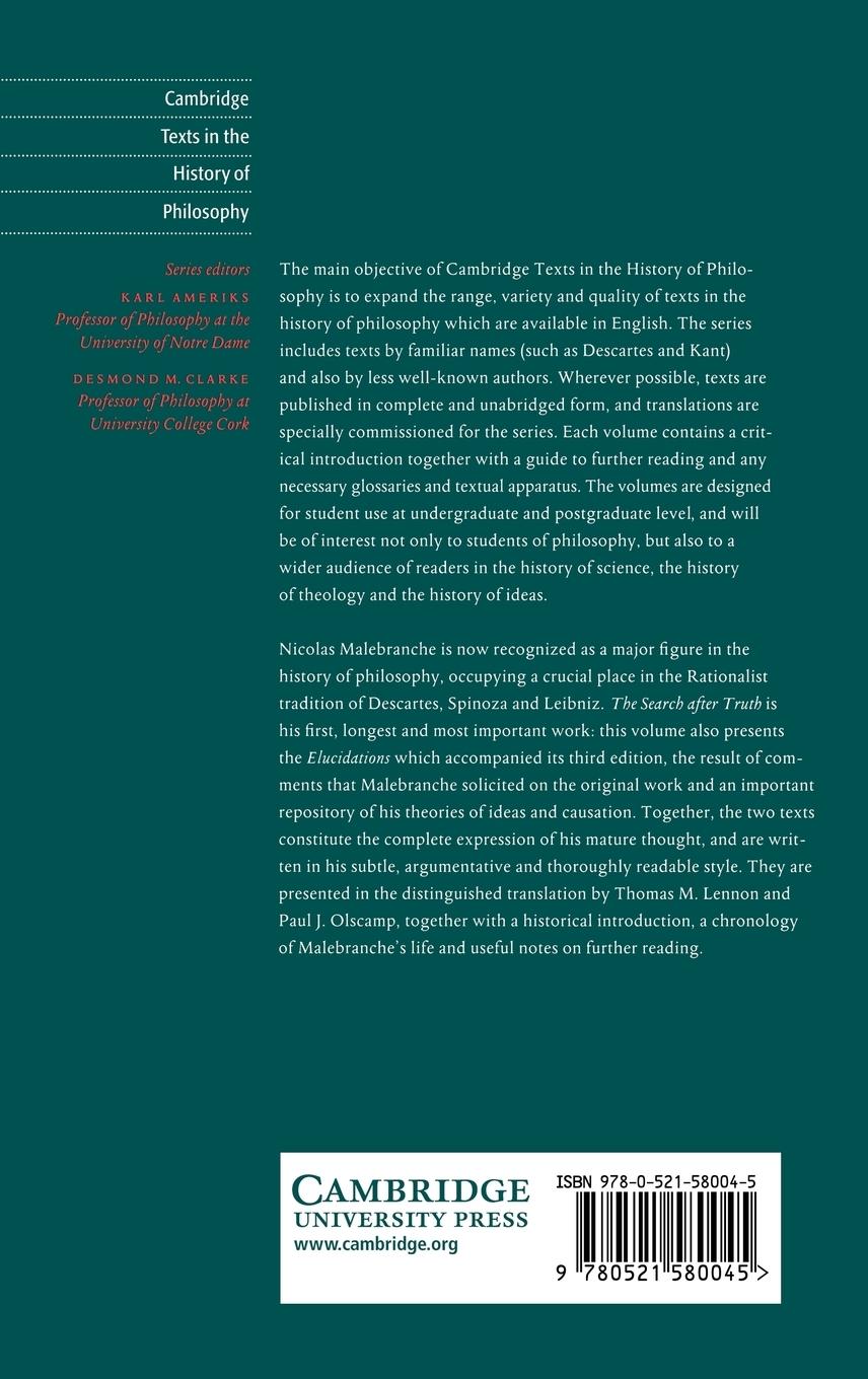 Rückseitencover Malebranche