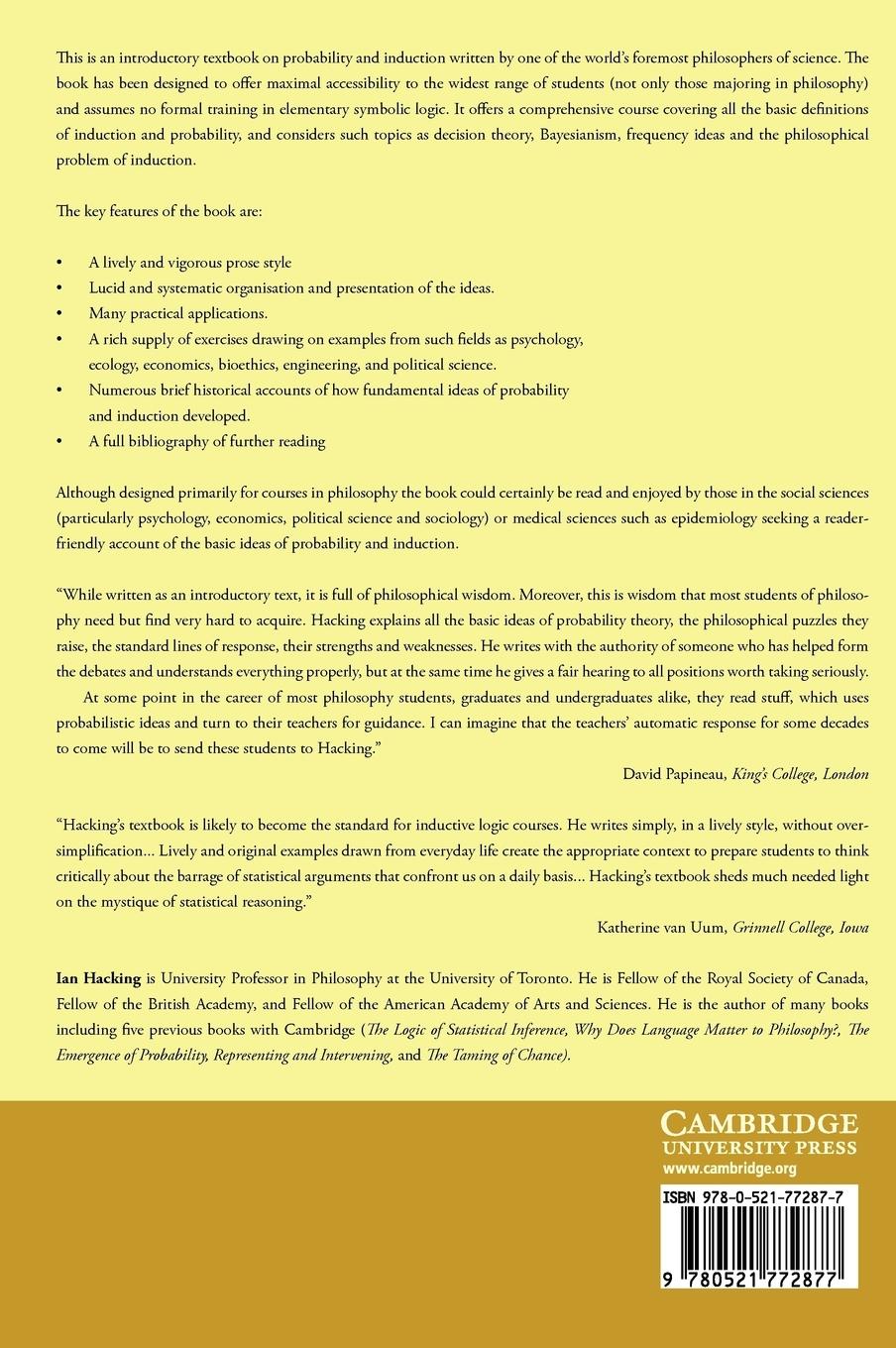 Rückseitencover An Introduction to Probability and Inductive Logic