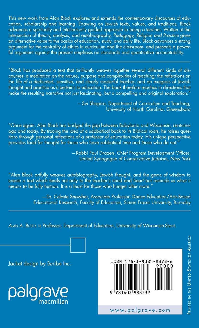 Rückseitencover Pedagogy, Religion, and Practice