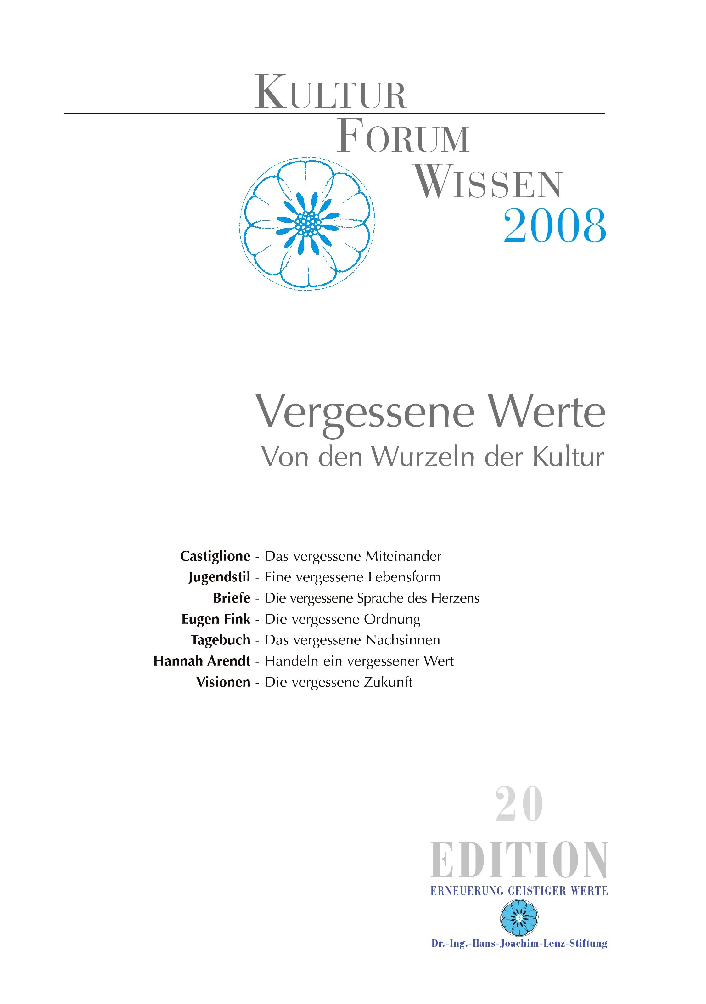 Vorderes Coverbild KulturForum Wissen 2008