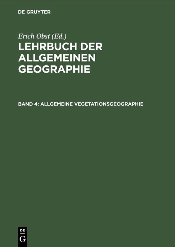 Vorderes Coverbild Allgemeine Vegetationsgeographie