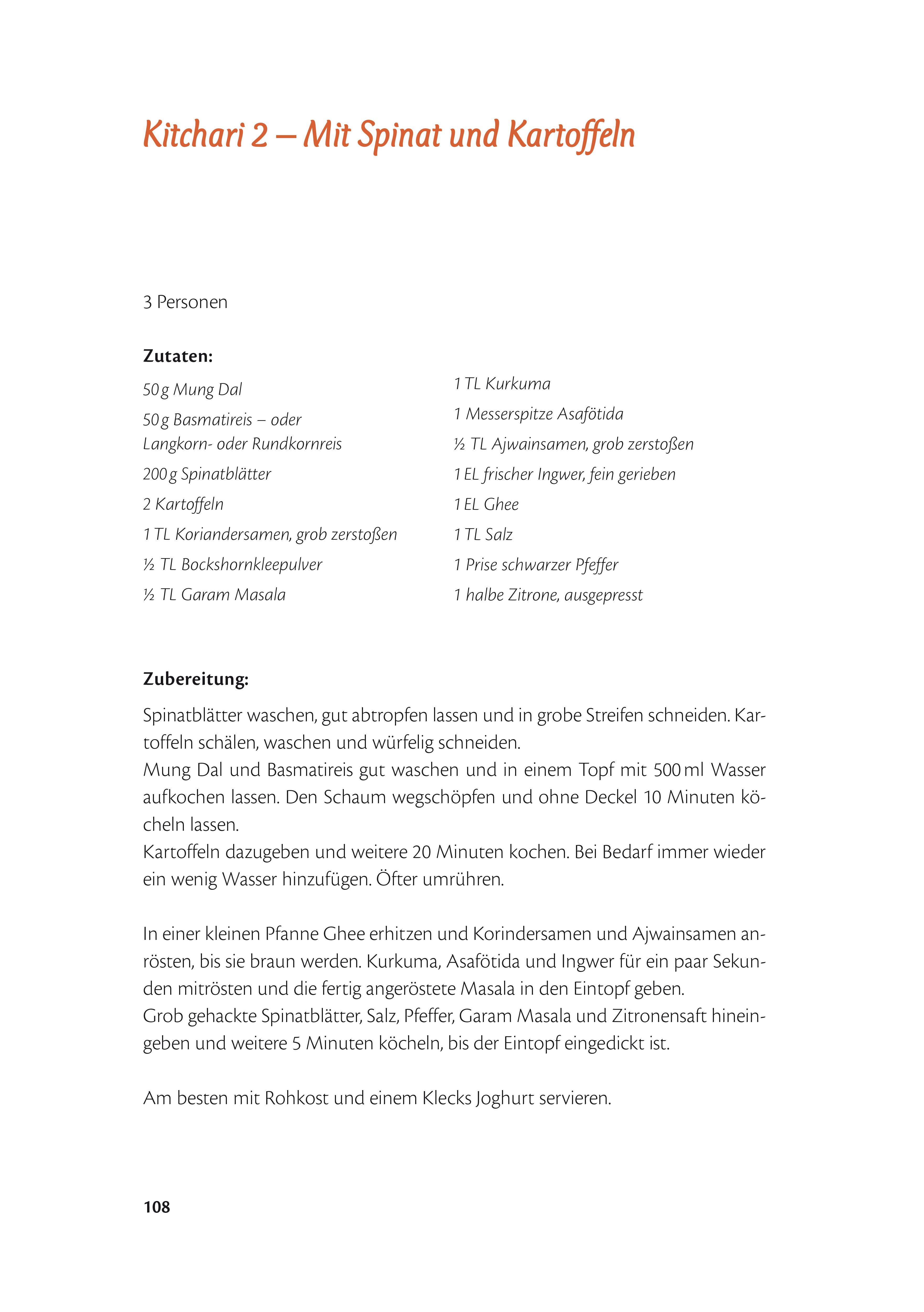 Beispielinhalt (Bild) Der Schatz der Ayurveda Küche