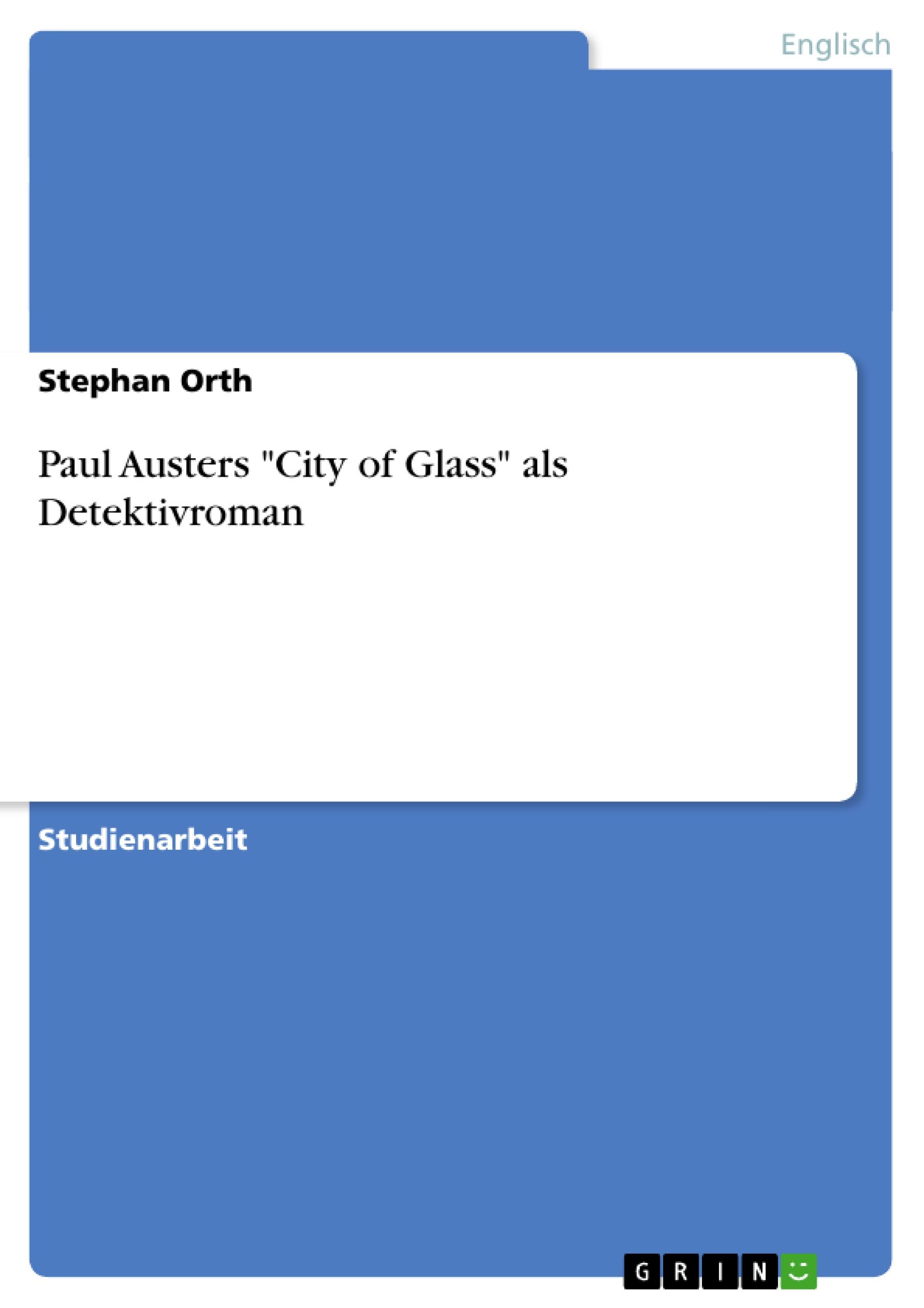 Vorderes Coverbild Paul Austers "City of Glass" als Detektivroman