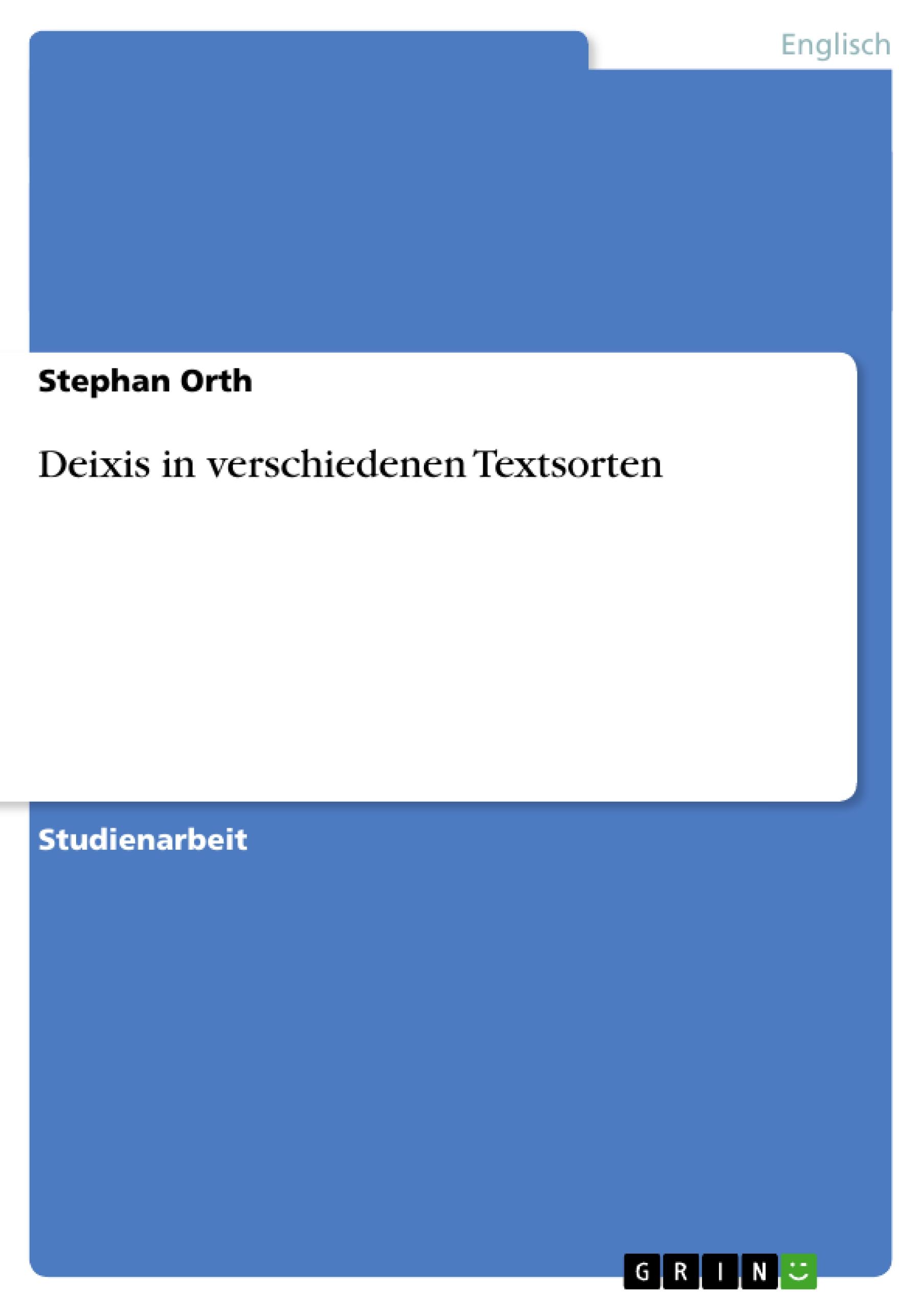 Vorderes Coverbild Deixis in verschiedenen Textsorten