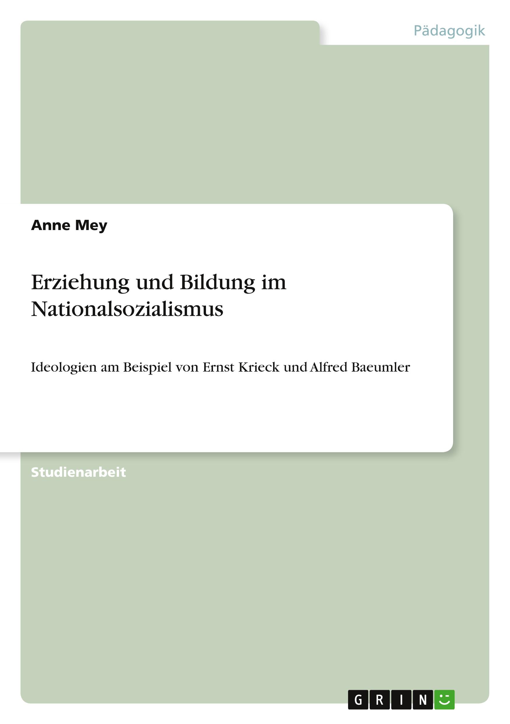 Vorderes Coverbild Erziehung und Bildung im Nationalsozialismus