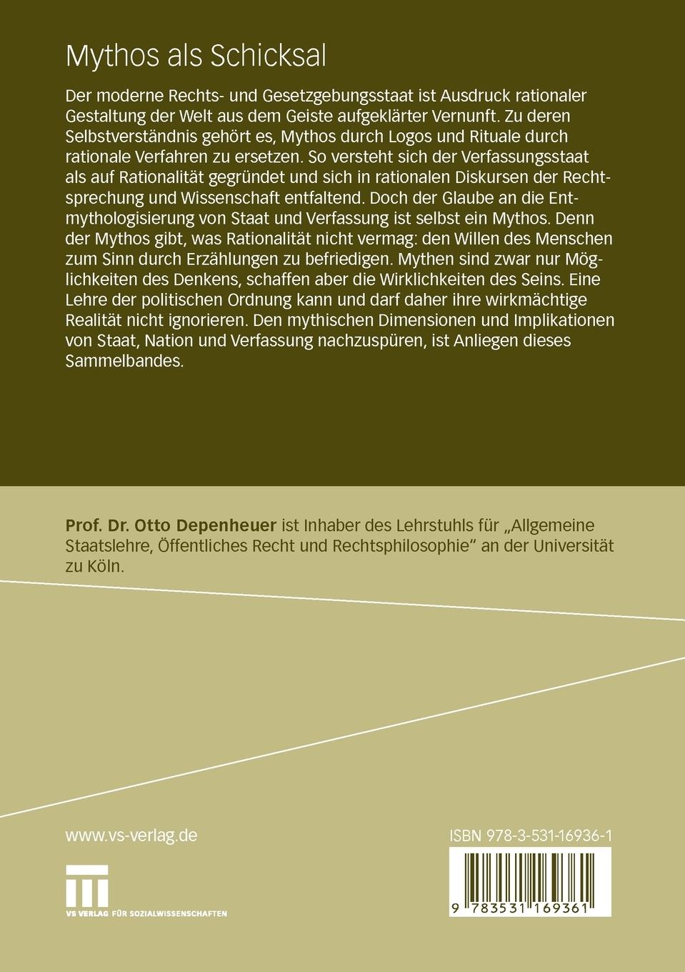 Rückseitencover Mythos als Schicksal