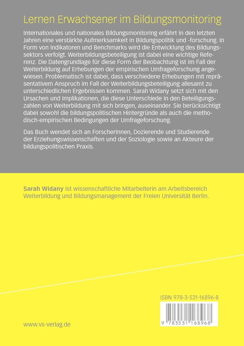 Rückseitencover Lernen Erwachsener im Bildungsmonitoring