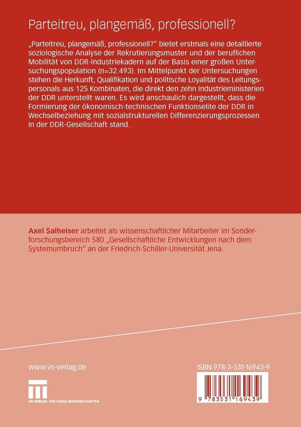 Rückseitencover Parteitreu, plangemäß, professionell?