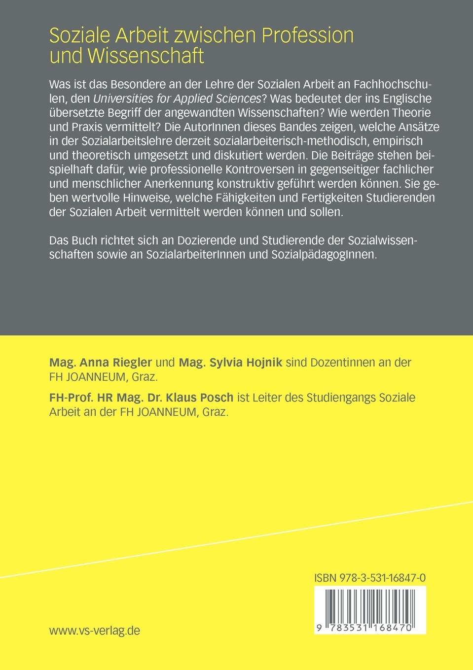 Rückseitencover Soziale Arbeit zwischen Profession und Wissenschaft