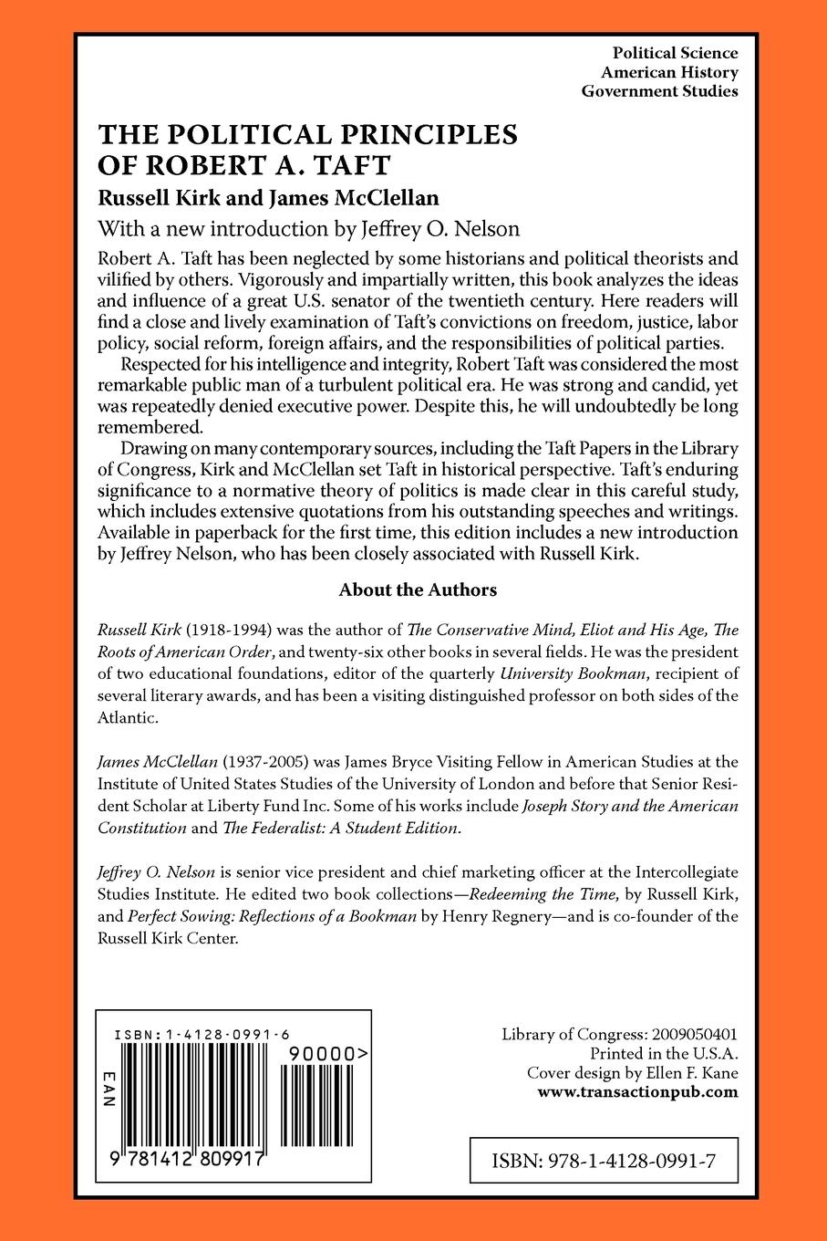 Rückseitencover The Political Principles of Robert A. Taft