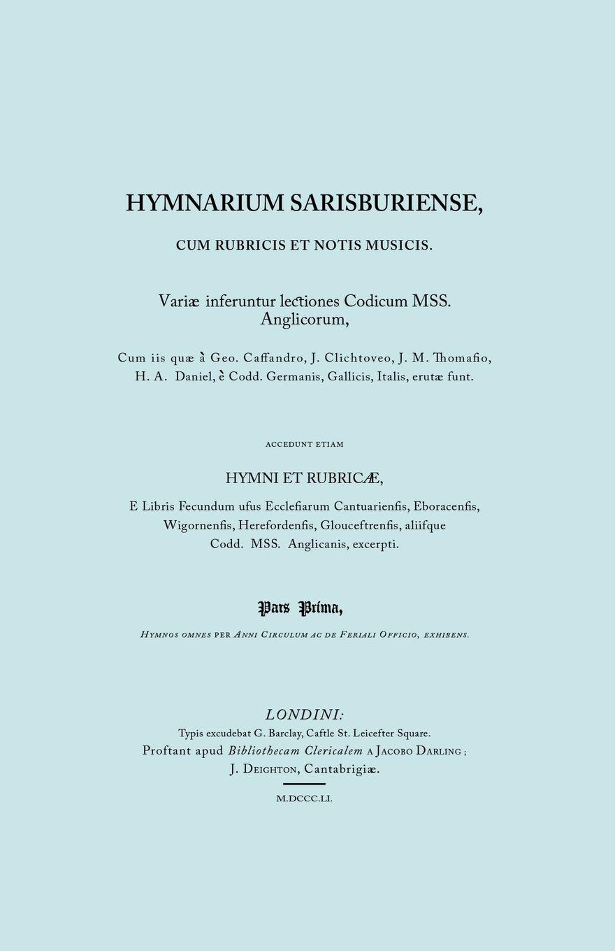 Vorderes Coverbild Hymnarium Sarisburiense, cum Rubricis et Notis Musicis. ... Hymni et Rubricae. (Facsimile 1851).