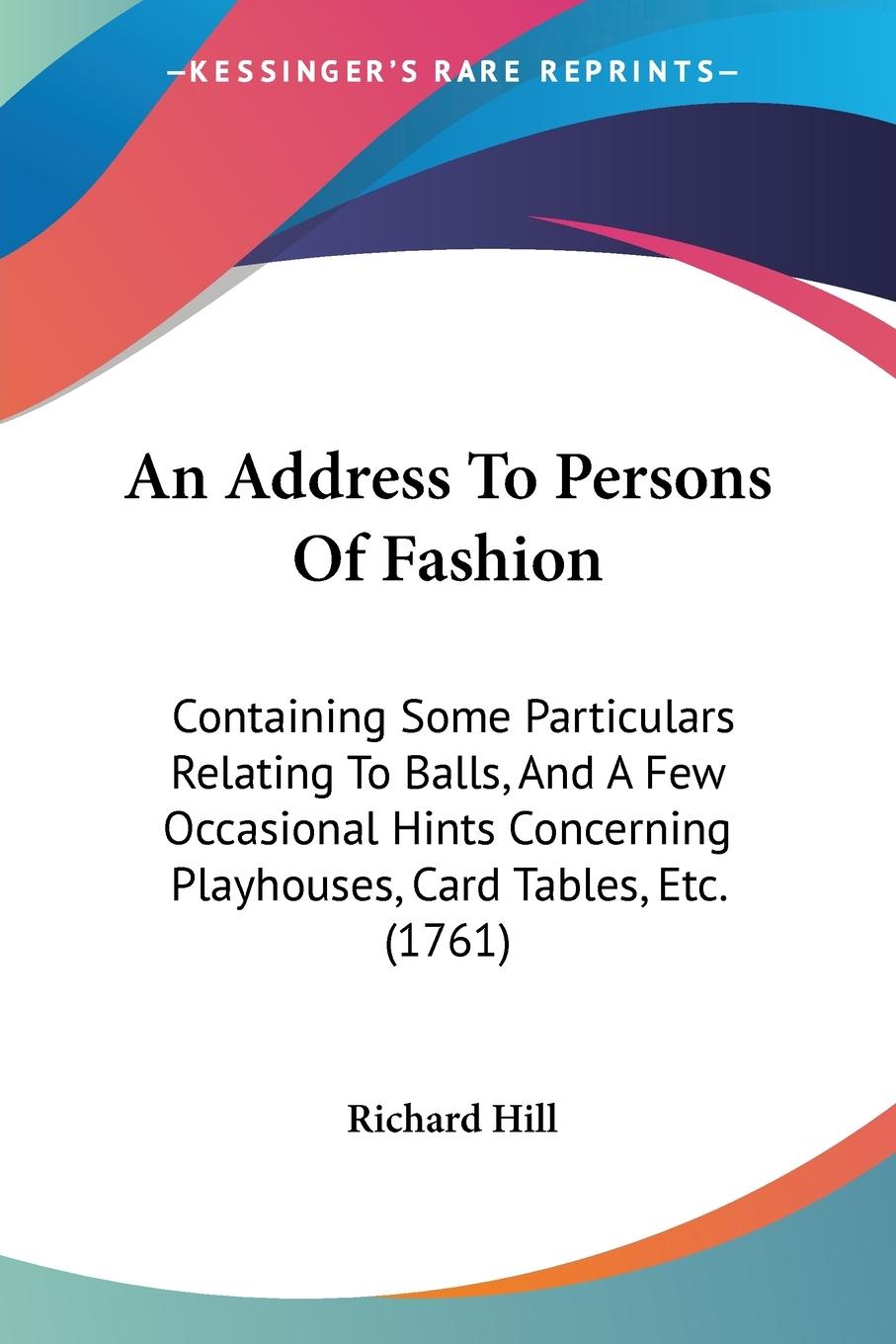 Vorderes Coverbild An Address To Persons Of Fashion
