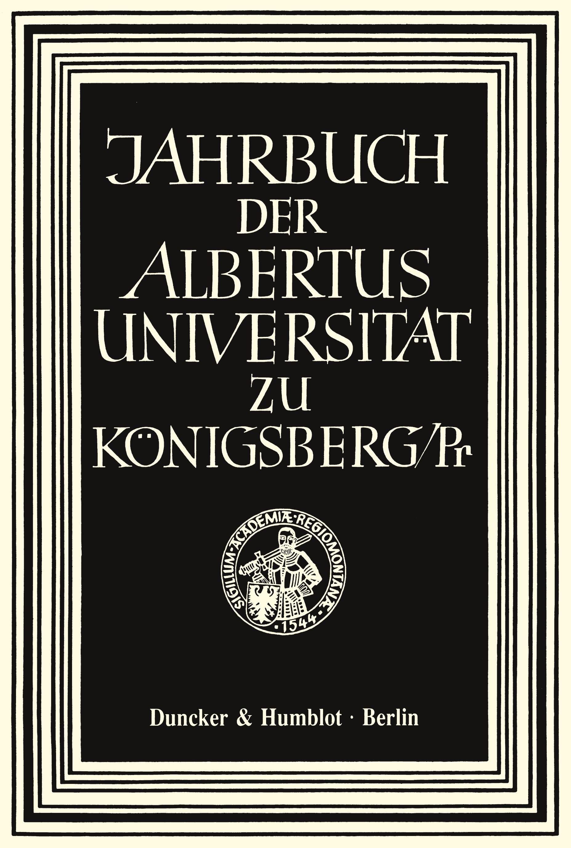 Vorderes Coverbild Jahrbuch der Albertus-Universität zu Königsberg/Pr.