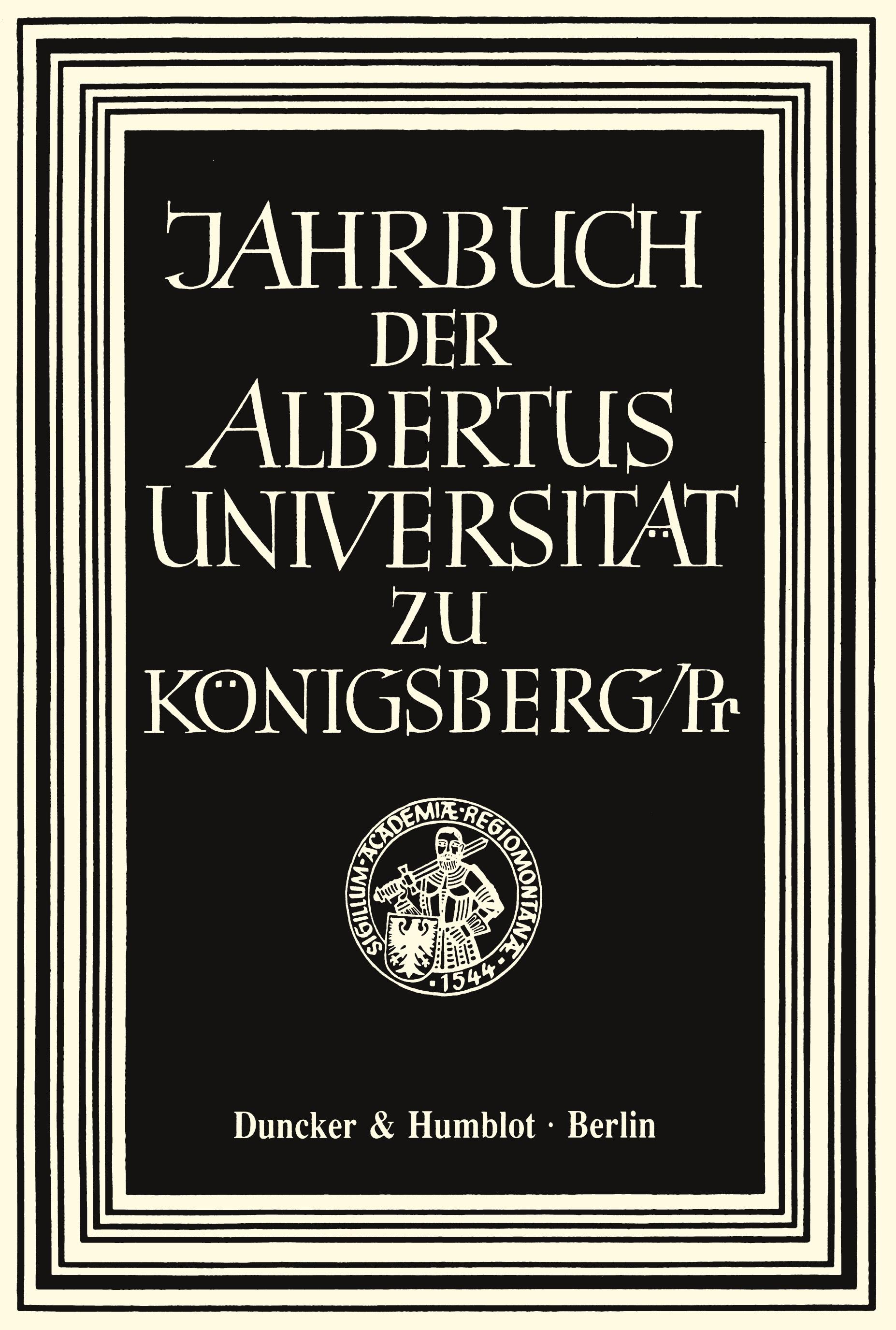 Vorderes Coverbild Jahrbuch der Albertus-Universität zu Königsberg/Pr.