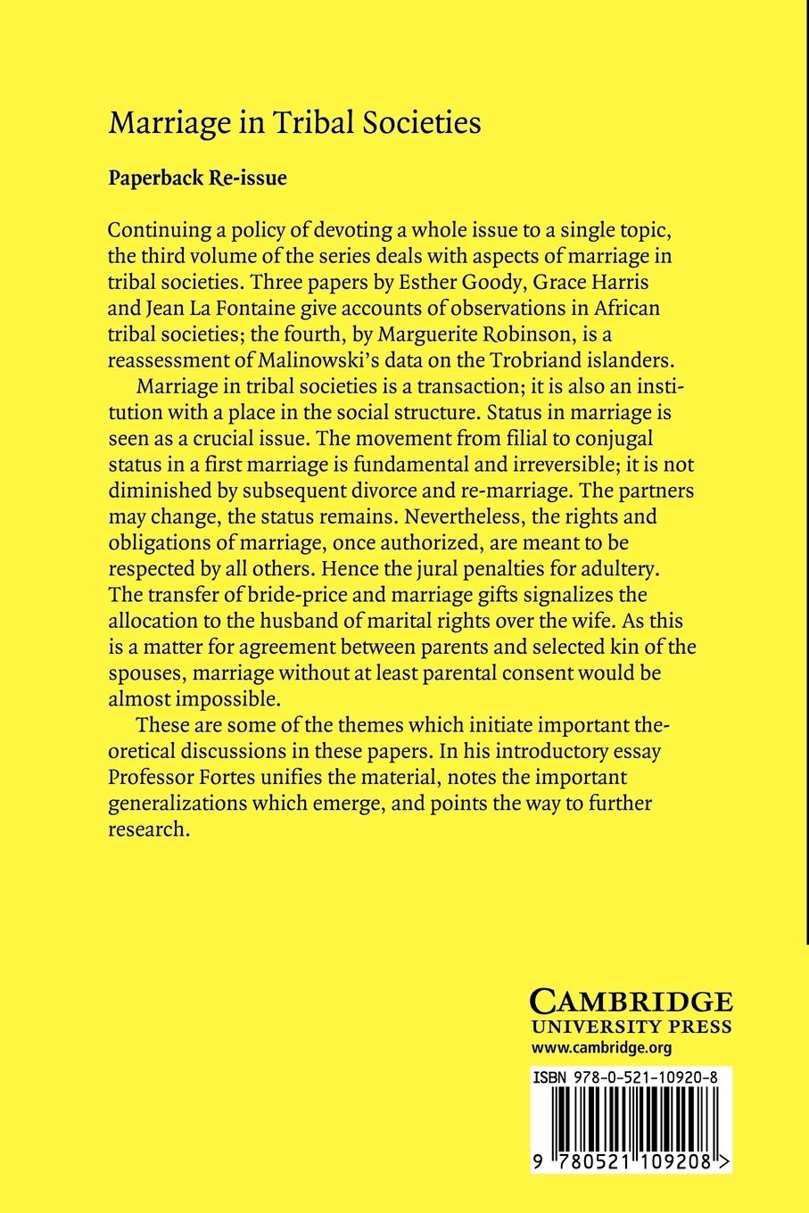 Rückseitencover Marriage in Tribal Societies