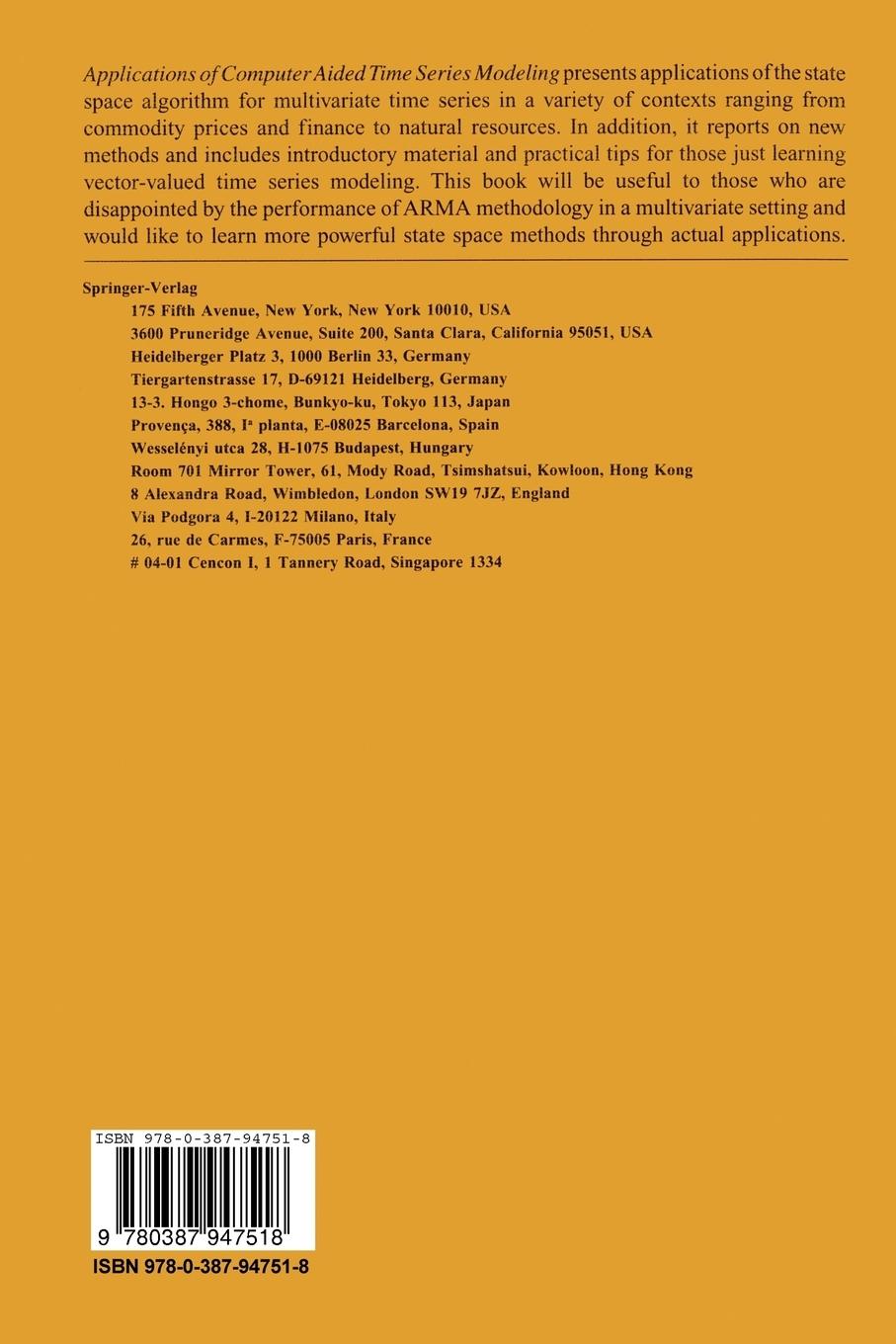 Rückseitencover Applications of Computer Aided Time Series Modeling