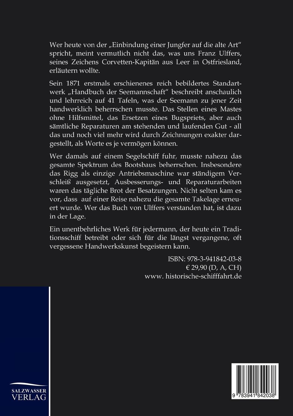 Rückseitencover Takelage und Takelung historischer Schiffe