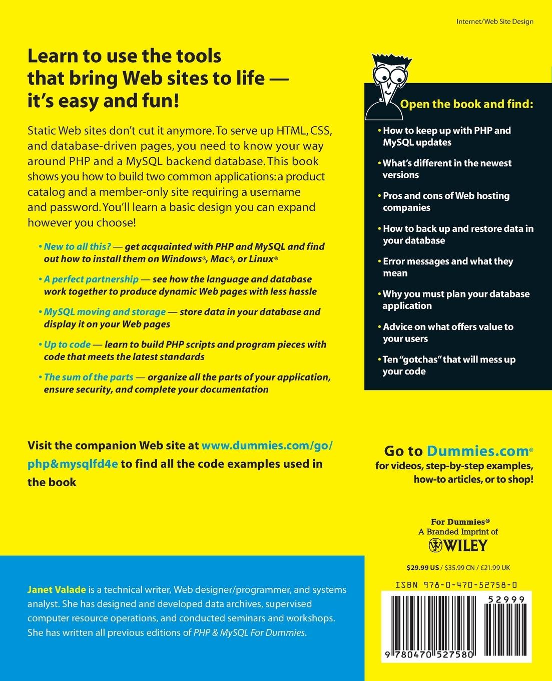 Rückseitencover PHP and MySQL for Dummies