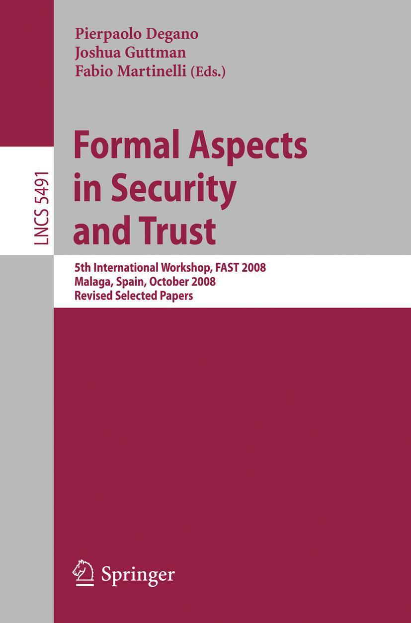 Vorderes Coverbild Formal Aspects in Security and Trust