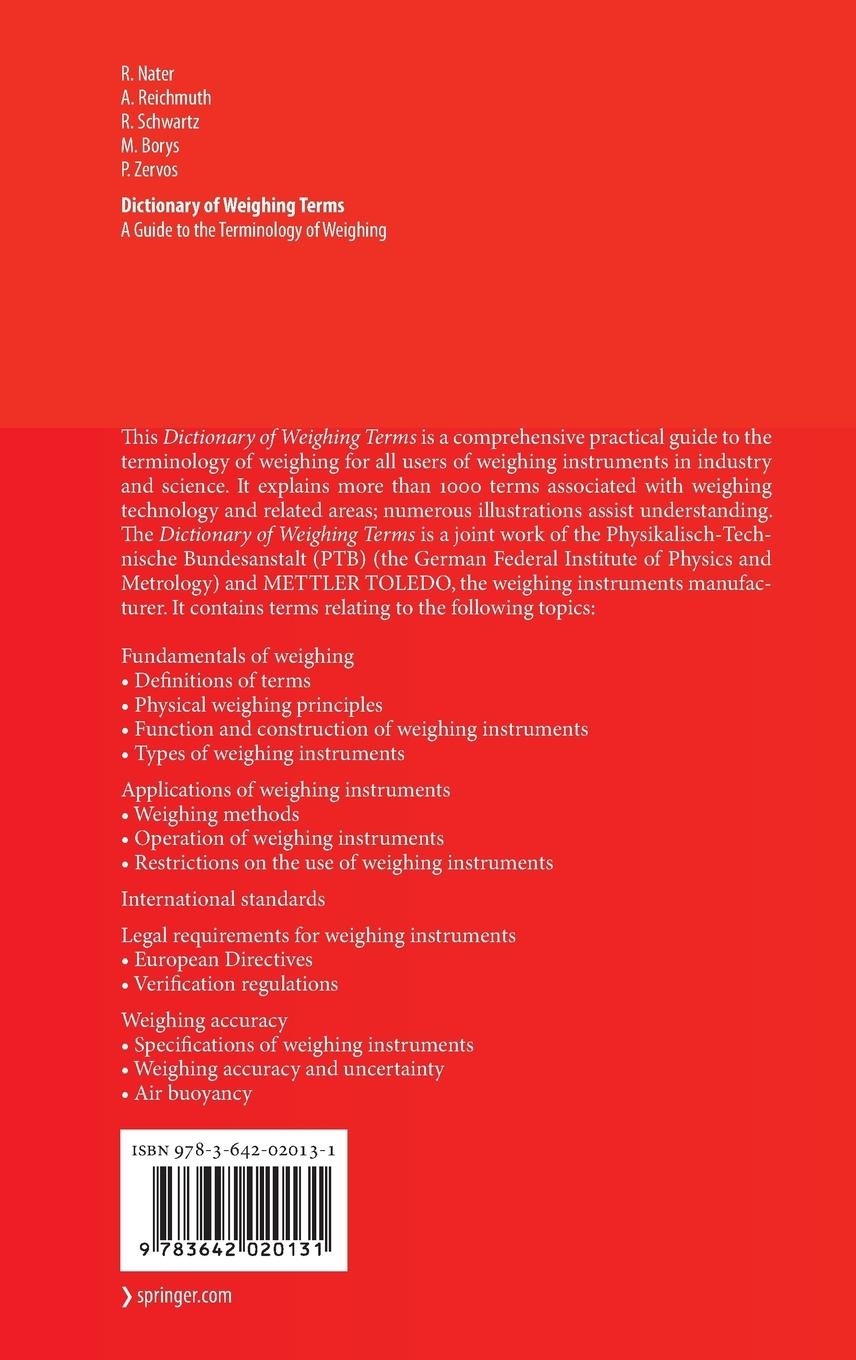 Rückseitencover Dictionary of Weighing Terms