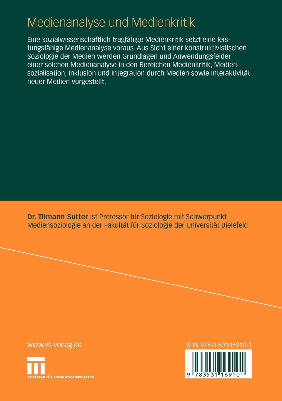 Rückseitencover Medienanalyse und Medienkritik