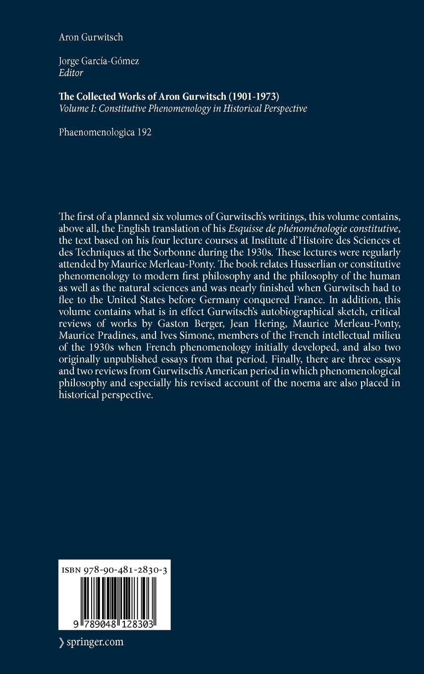 Rückseitencover The Collected Works of Aron Gurwitsch (1901-1973)