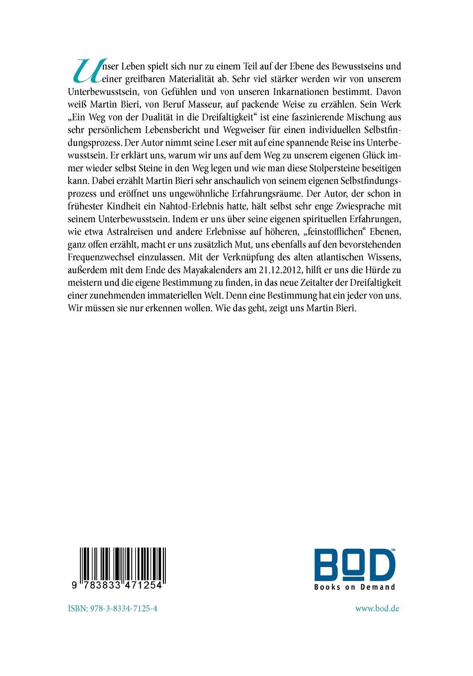 Rückseitencover Ein Weg von der Dualität in die Dreifaltigkeit