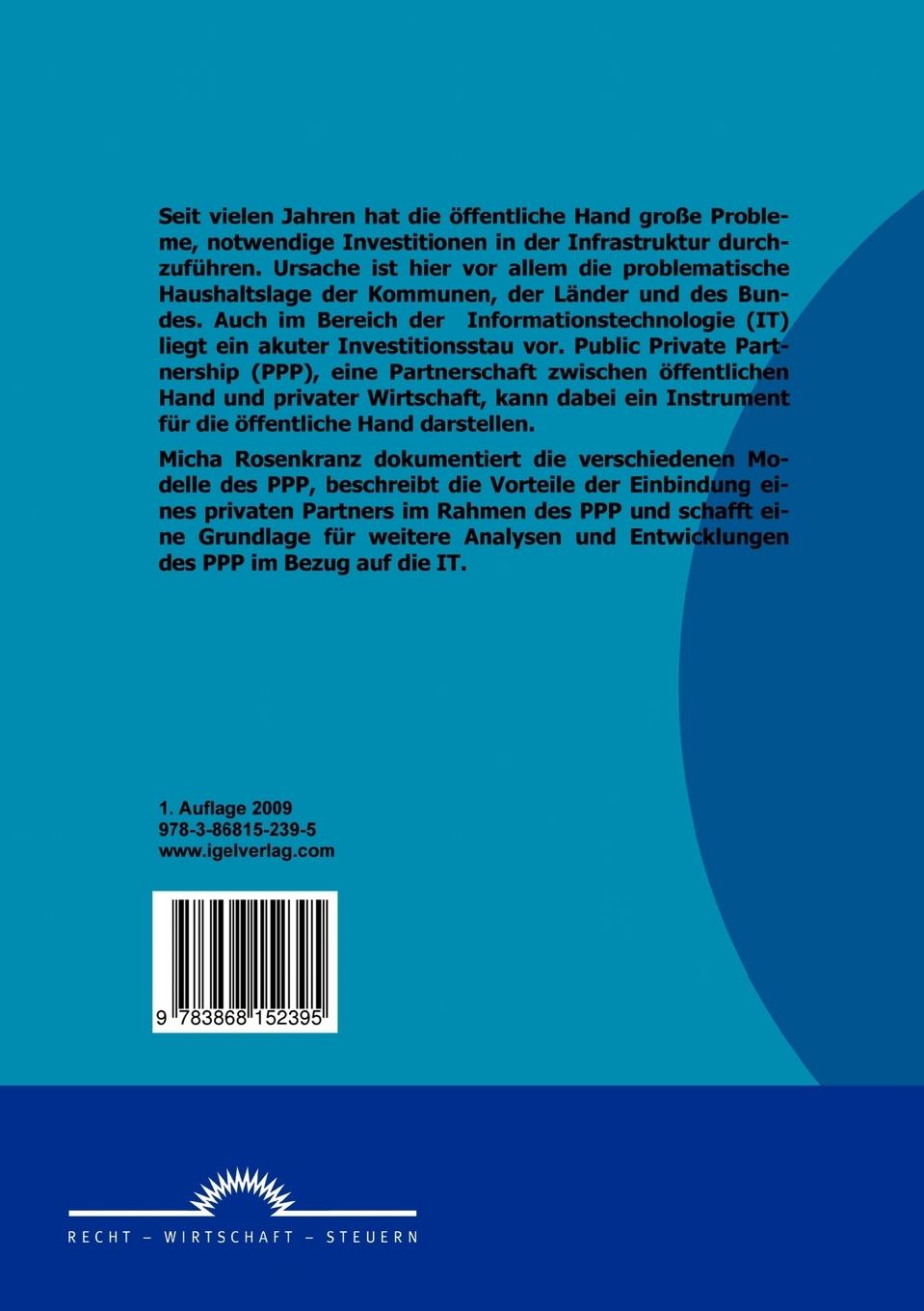 Rückseitencover Public Private Partnership in der Informationstechnologie