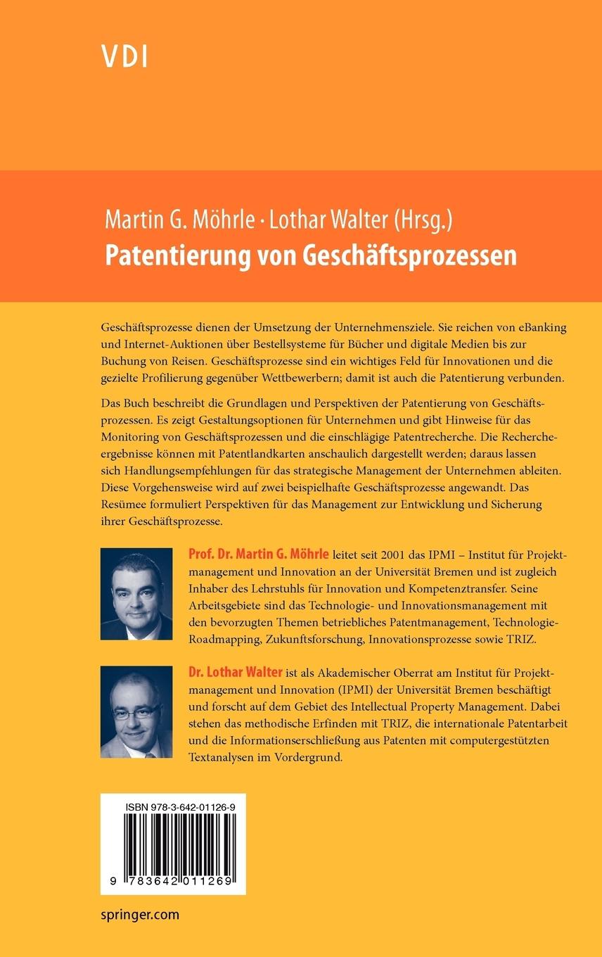 Rückseitencover Patentierung von Geschäftsprozessen