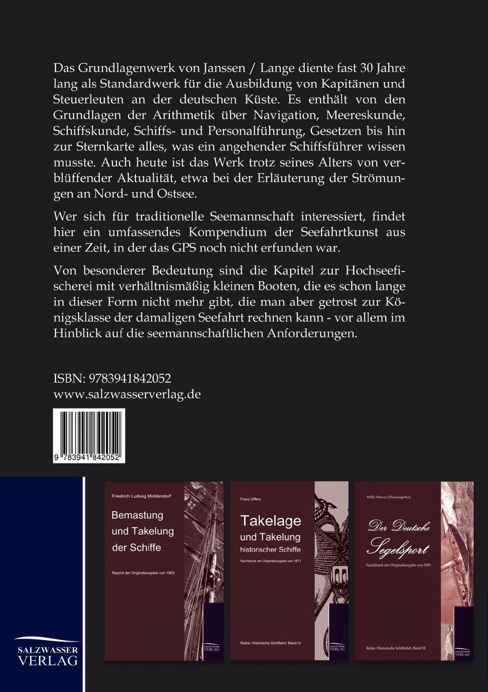 Rückseitencover Handbuch der Schifffahrtskunde für Kapitäne und Steuerleute auf kleiner Fahrt und in großer Hochseefischerei
