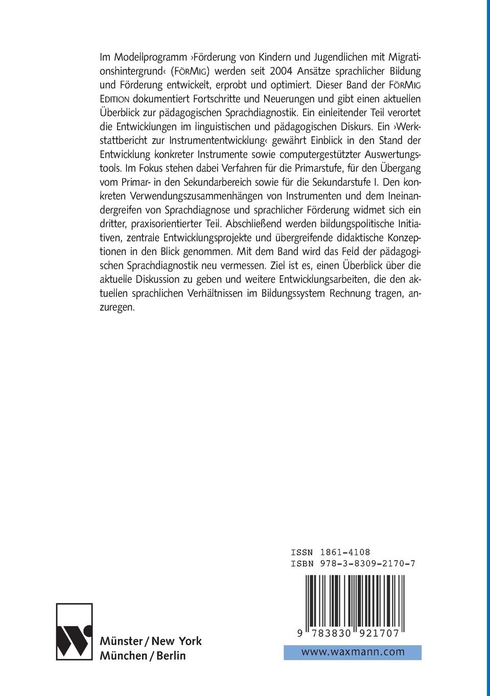 Rückseitencover Von der Sprachdiagnose zur Sprachförderung