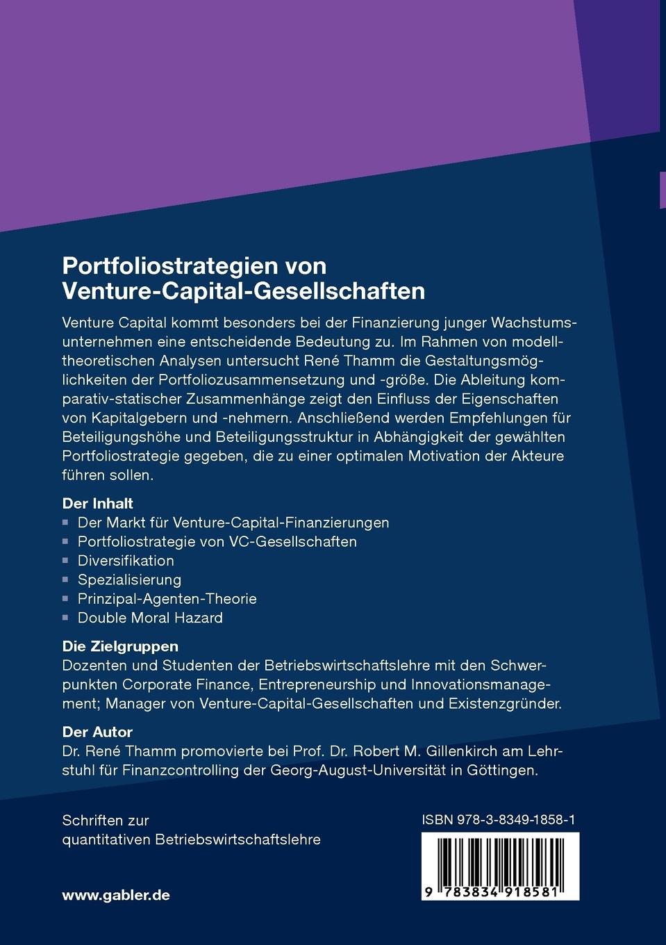 Rückseitencover Portfoliostrategien von Venture-Capital-Gesellschaften