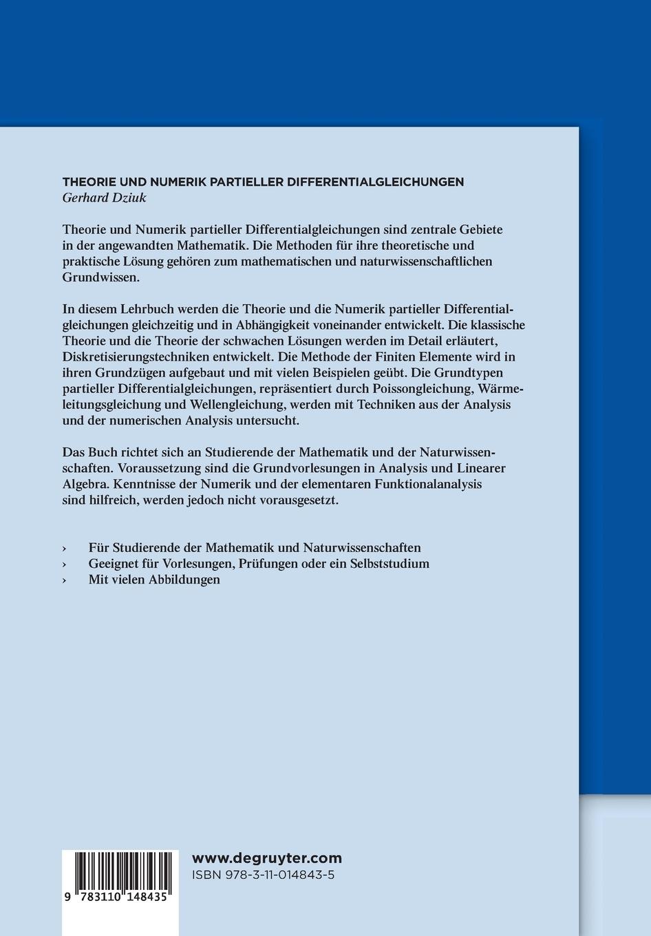 Rückseitencover Theorie und Numerik partieller Differentialgleichungen