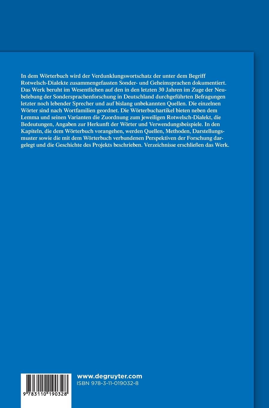 Rückseitencover Wörterbuch deutscher Geheimsprachen