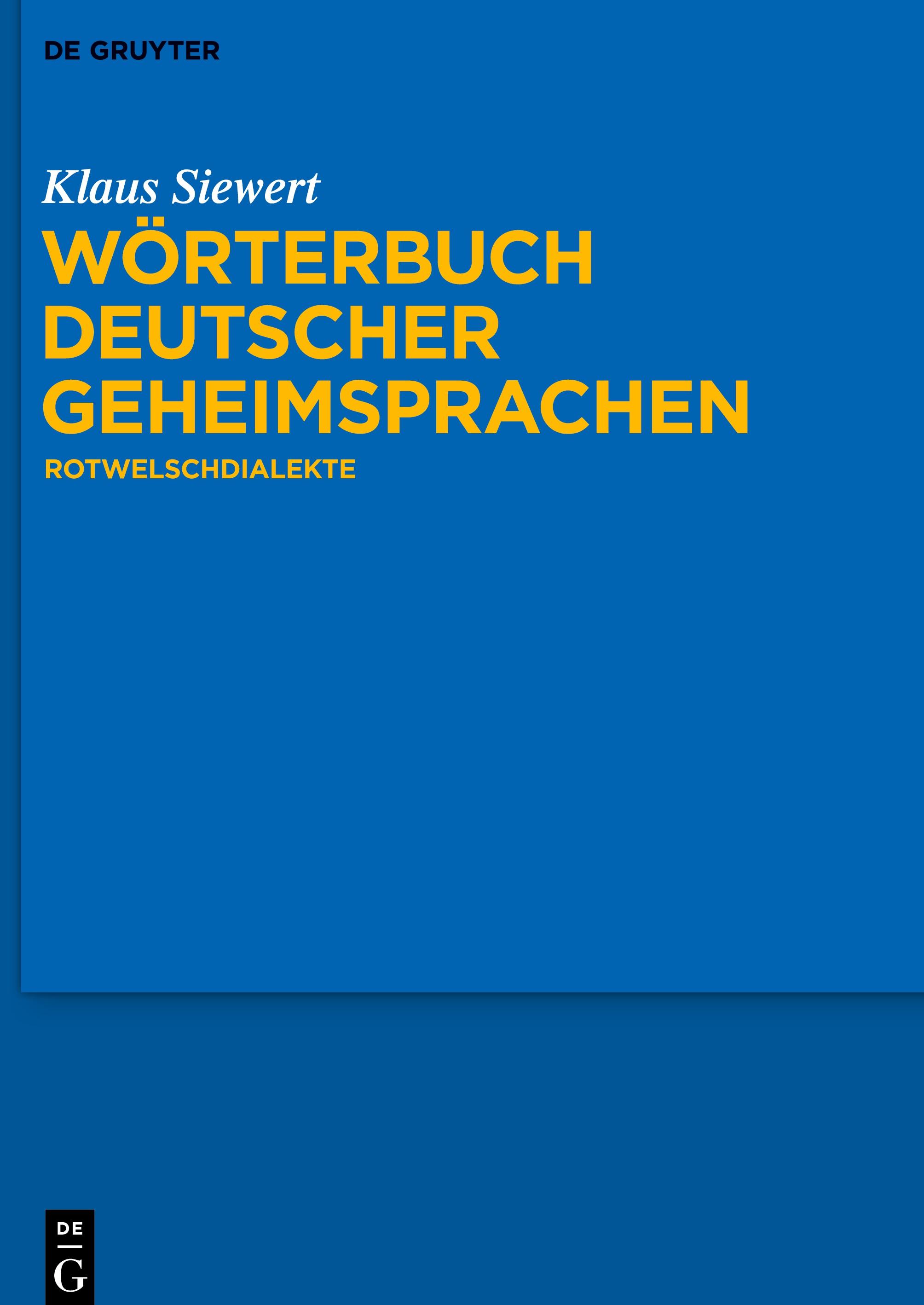 Vorderes Coverbild Wörterbuch deutscher Geheimsprachen
