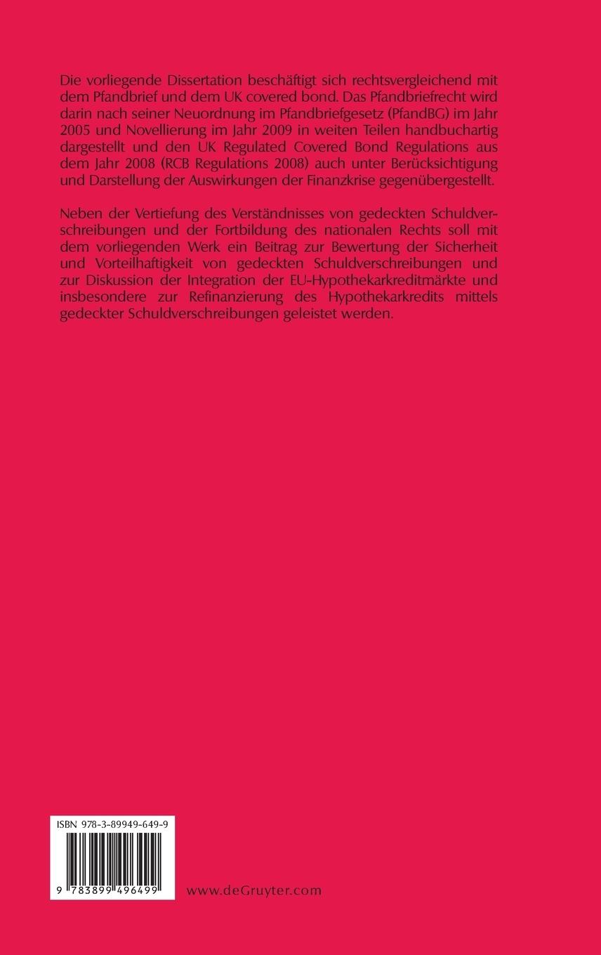 Rückseitencover Gedeckte Schuldverschreibungen in Deutschland und Großbritannien
