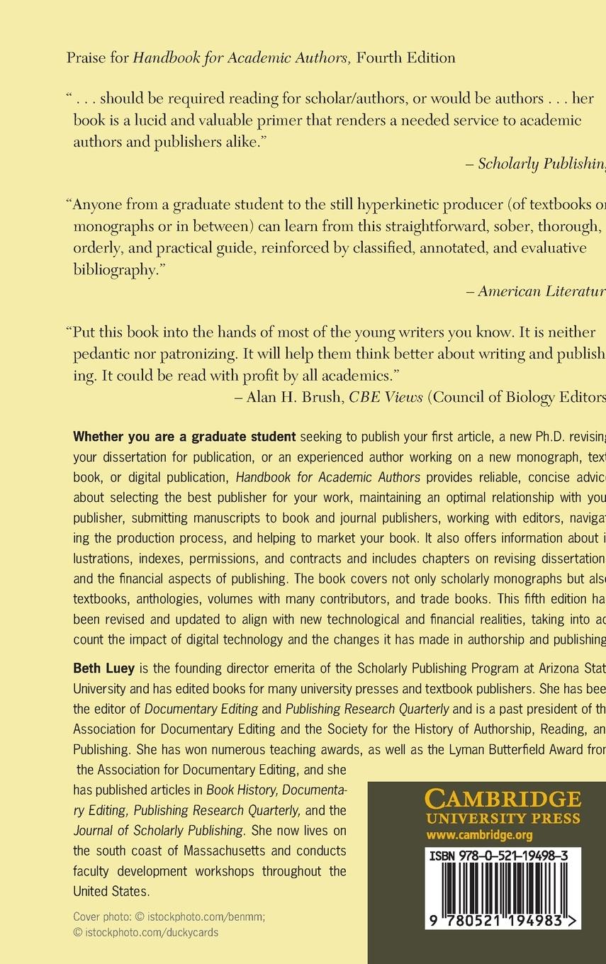 Rückseitencover Handbook for Academic Authors