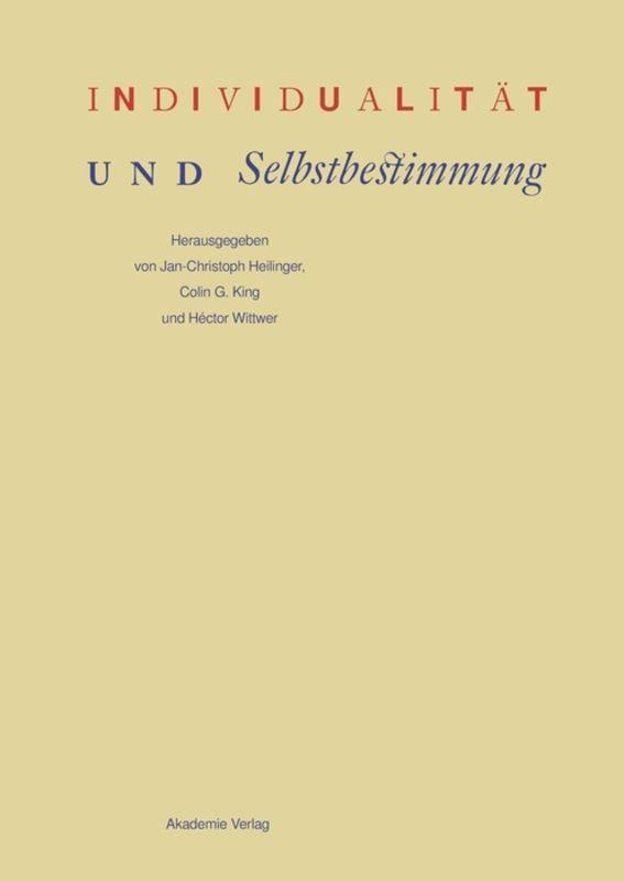 Vorderes Coverbild Individualität und Selbstbestimmung