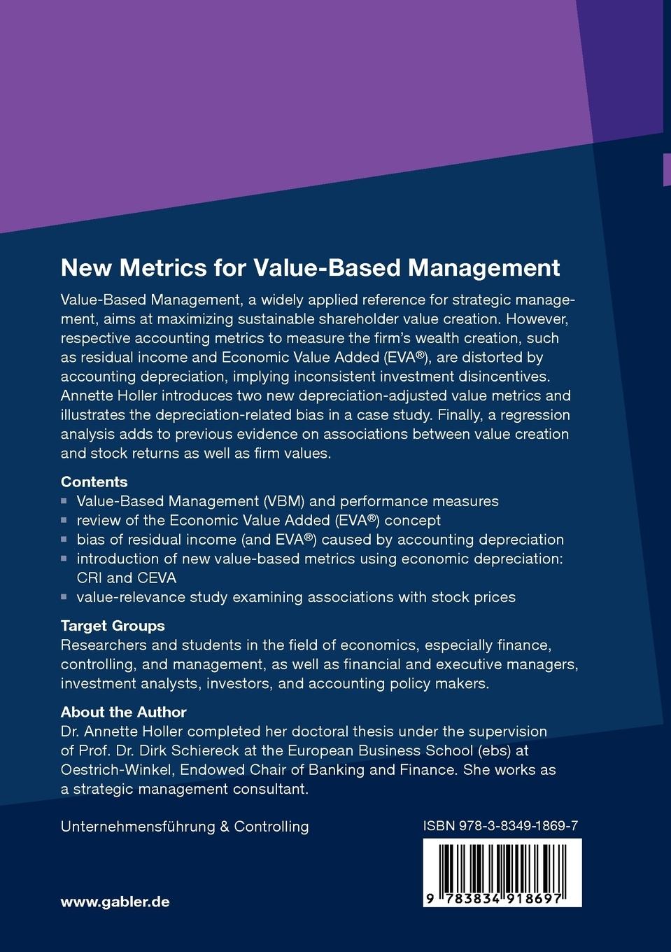 Rückseitencover New Metrics for Value-Based Management