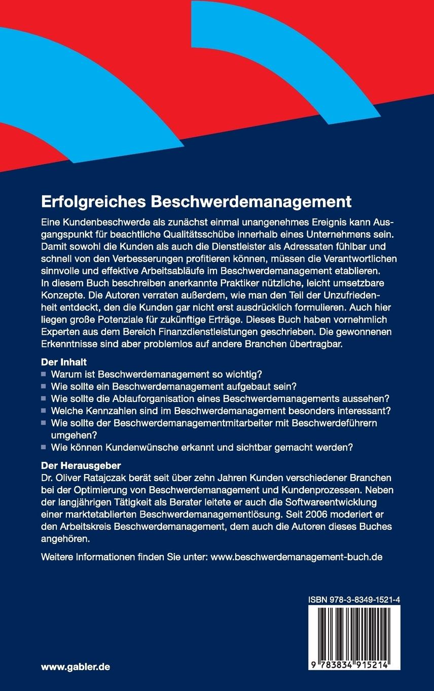 Rückseitencover Erfolgreiches Beschwerdemanagement