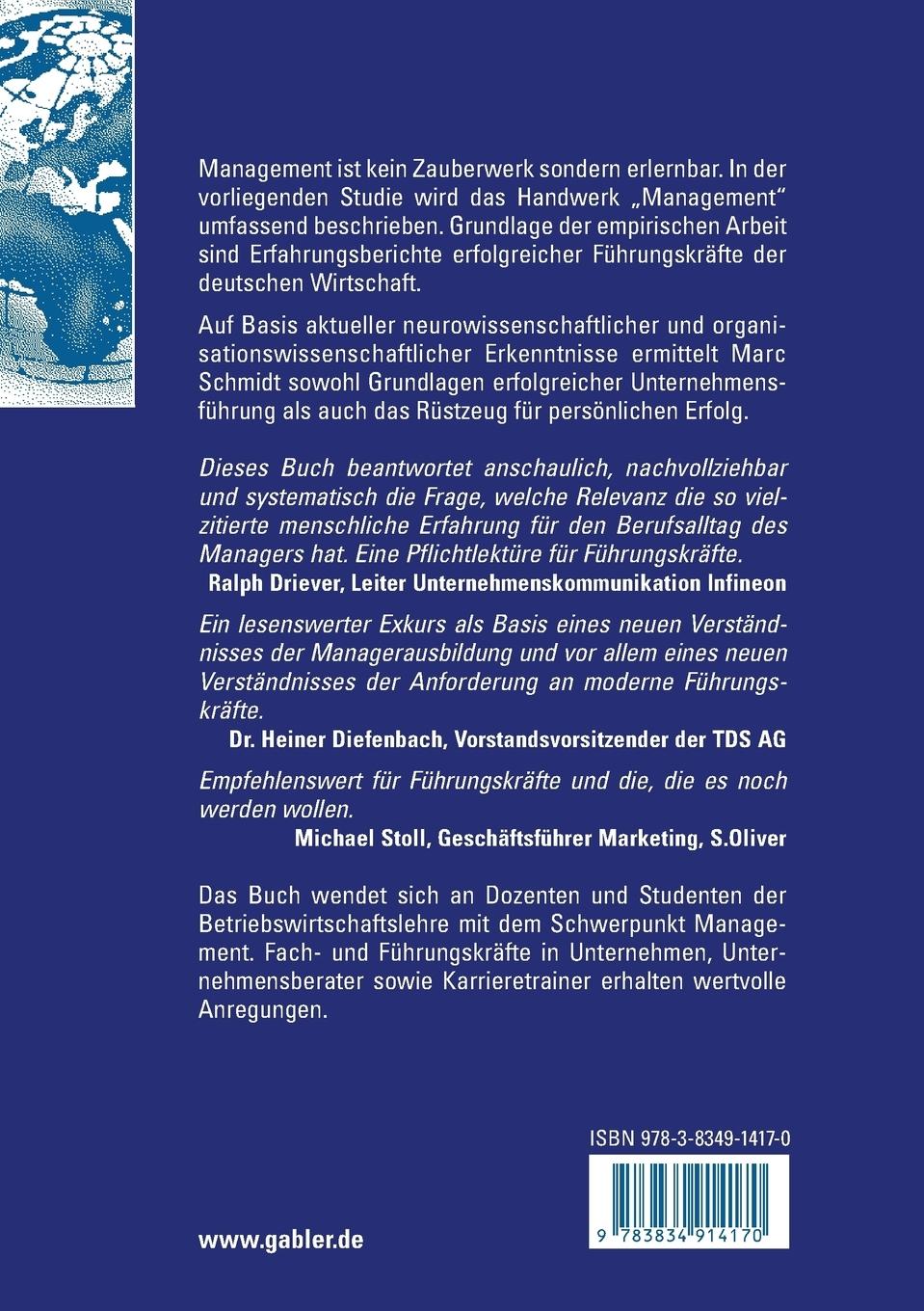 Rückseitencover Management - Handlungsmuster erfolgreicher Führungskräfte