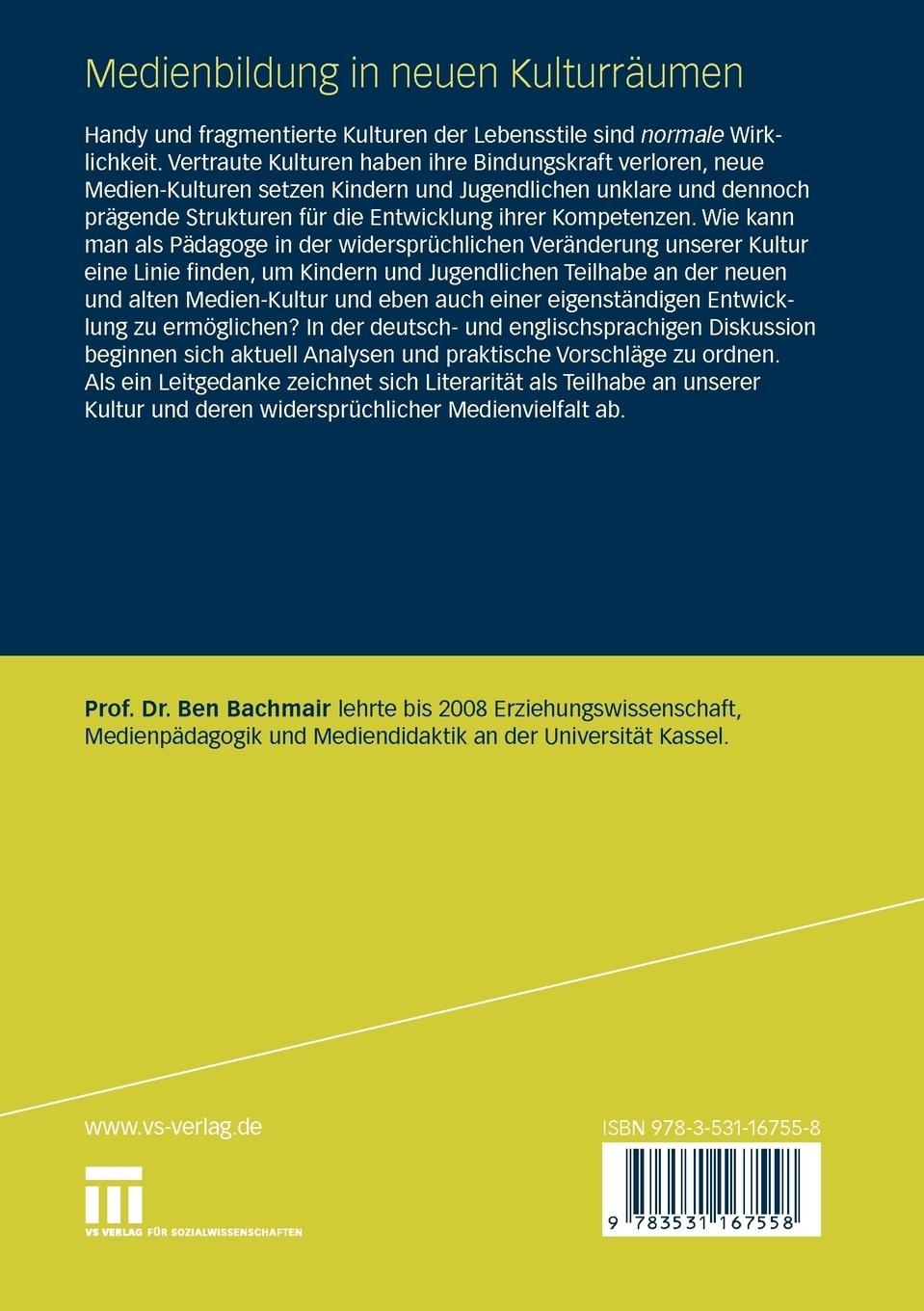 Rückseitencover Medienbildung in neuen Kulturräumen