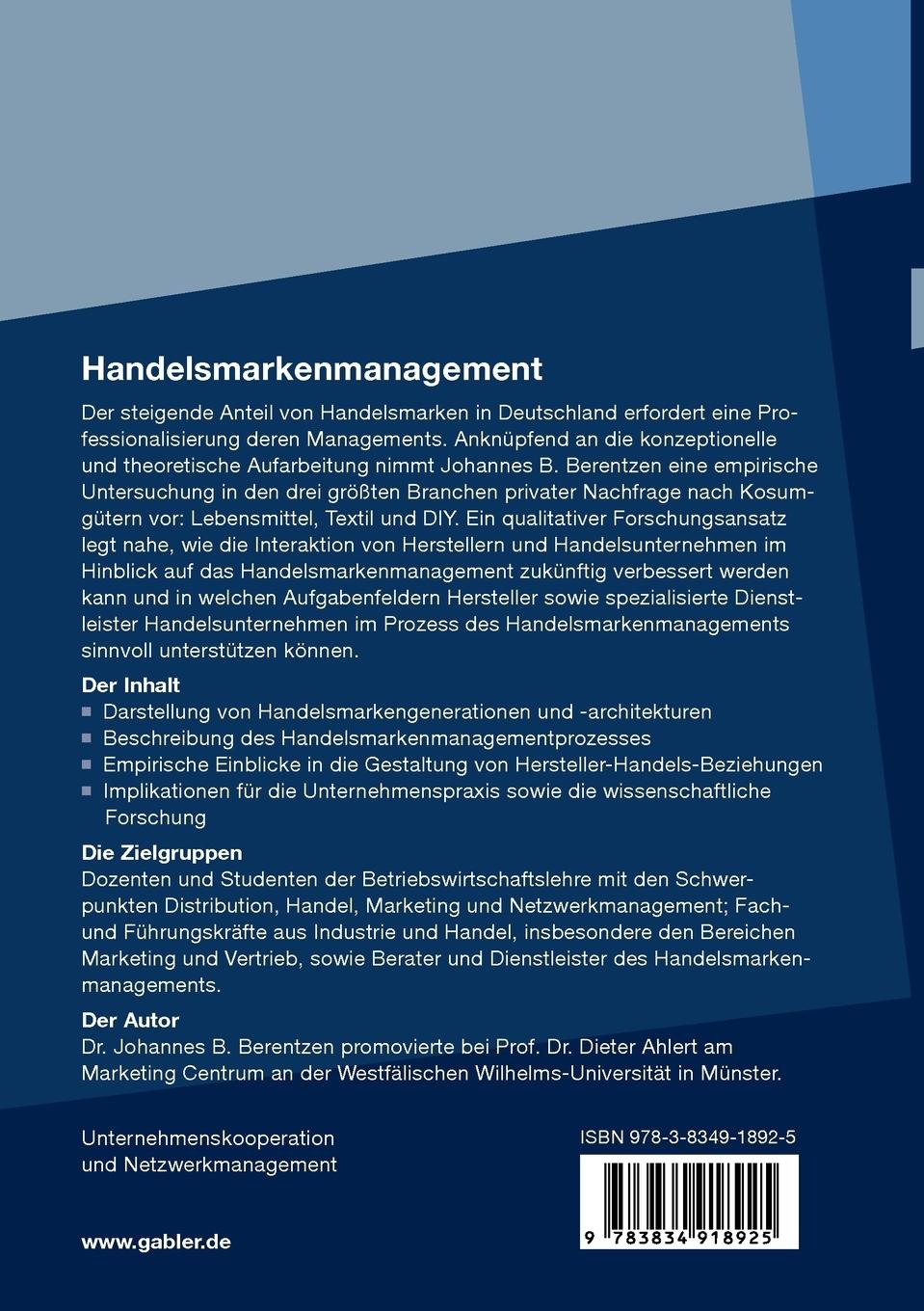 Rückseitencover Handelsmarkenmanagement