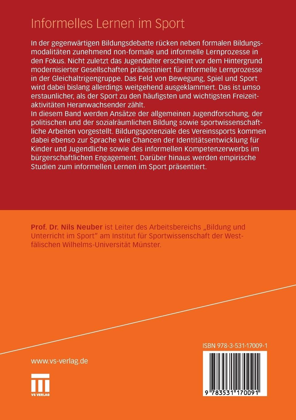 Rückseitencover Informelles Lernen im Sport