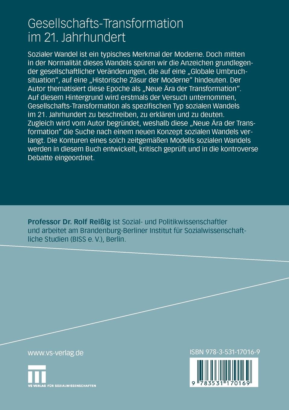 Rückseitencover Gesellschafts-Transformation im 21. Jahrhundert